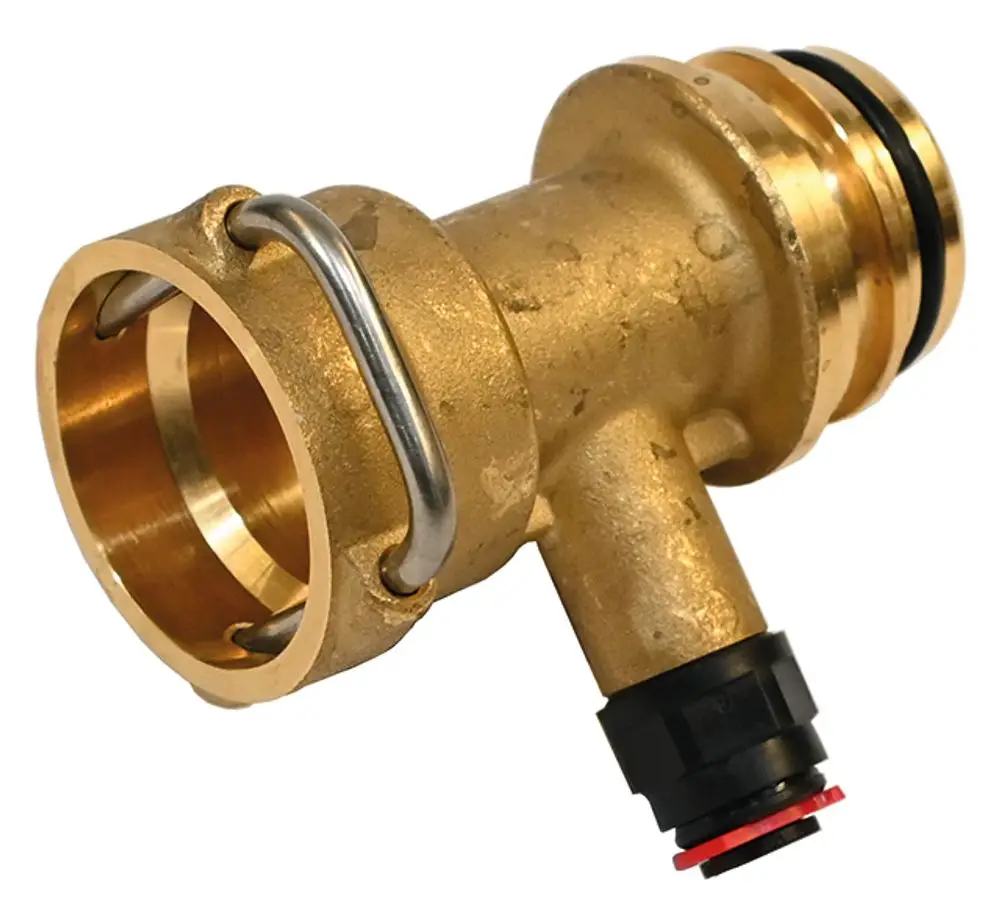 Metallischer Anschluss mit Halterung und Dichtung, typisches Produkt von Syr. Zum Anschluss an eine Dosierpumpe geeignet, abgebildet ohne spezifische Maße oder Bezeichnung.